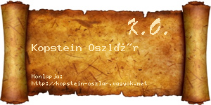 Kopstein Oszlár névjegykártya